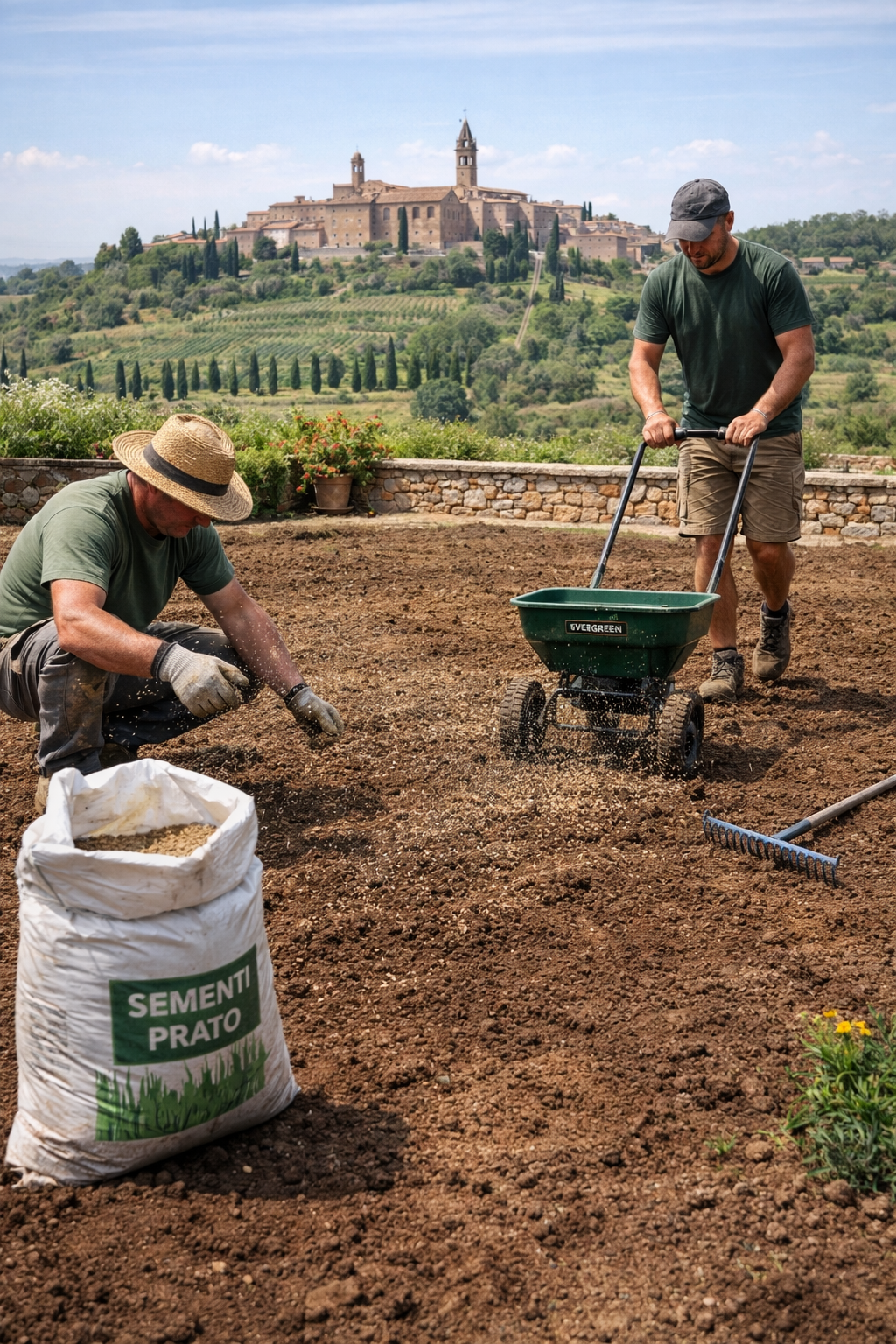 [Rigenerazione prato e semina a Pienza - Servizi di Giardinaggio]
